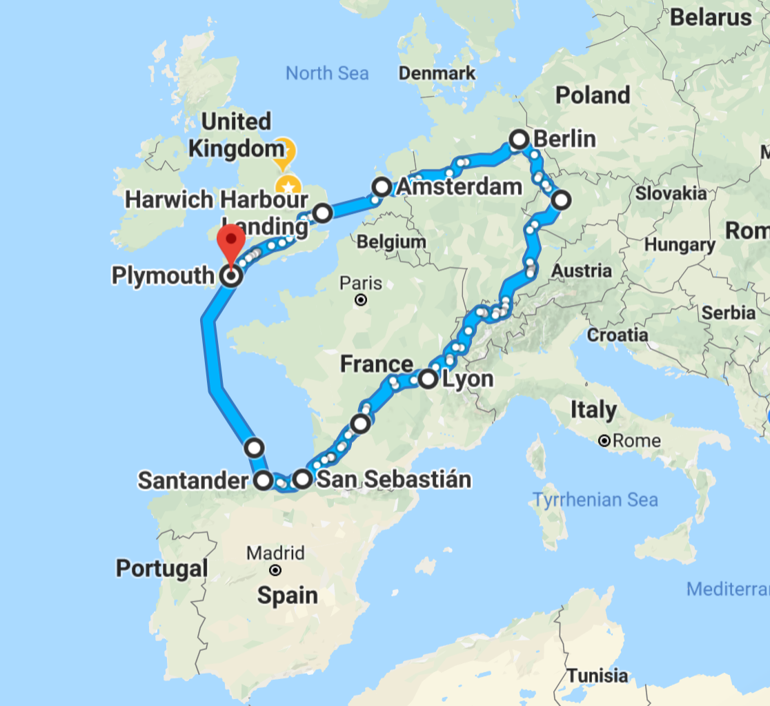 planned route Europe 2018